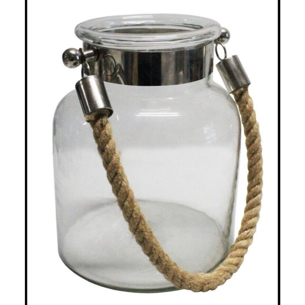 Threshold lantern glass and rope PAIR